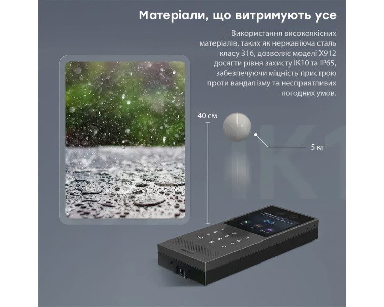 IP-відеопанель багатоабонентська 2Mp Akuvox X912S з екраном 4", розпізнаванням облич та зчитувачем EM-Marine / Mifare / NFC / BLE / QR