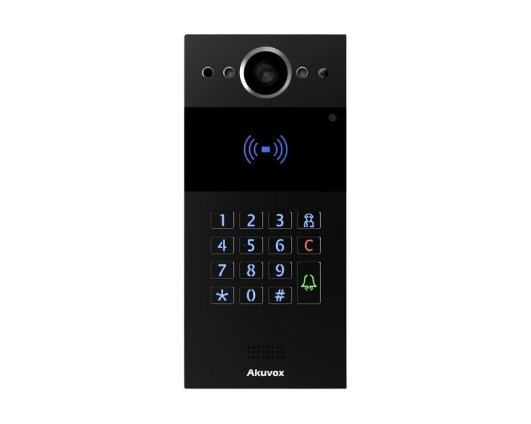 IP-відеопанель багатоабонентська 2Mp Akuvox R20K Black зі зчитувачем EM-Marine / Mifare / NFC