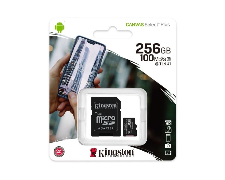 Карта пам’яті miсroSDXC 256GB Kingston TransFlash Memory Card з SD-адаптером class 10 A1 Canvas Select Plus (SDCS2/256GB)
