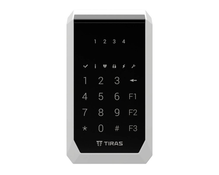 Клавіатура Tiras K-PAD4+ Black на 4 індикатори зон з вбудованим зчитувачем NFC/Mifare