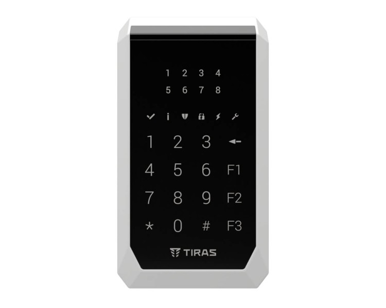 Клавіатура Tiras K-PAD8+ Black на 8 індикаторів зон з вбудованим зчитувачем NFC/Mifare
