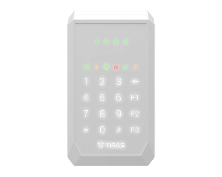 Клавіатура Tiras K-PAD4+ White на 4 індикатори зон з вбудованим зчитувачем NFC/Mifare