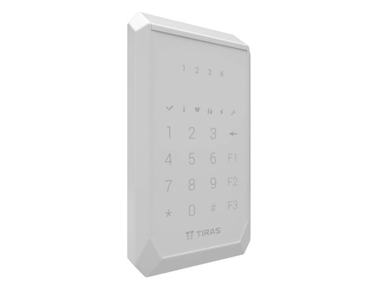 Клавіатура Tiras K-PAD4+ White на 4 індикатори зон з вбудованим зчитувачем NFC/Mifare