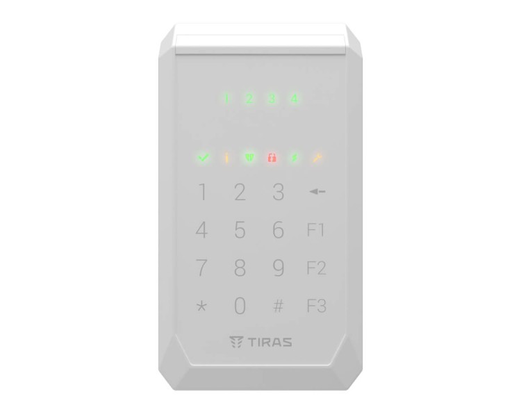 Клавіатура Tiras K-PAD4+ White на 4 індикатори зон з вбудованим зчитувачем NFC/Mifare