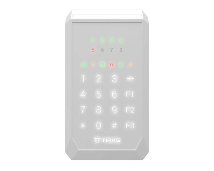 Клавіатура Tiras K-PAD8+ White на 8 індикаторів зон з вбудованим зчитувачем NFC/Mifare