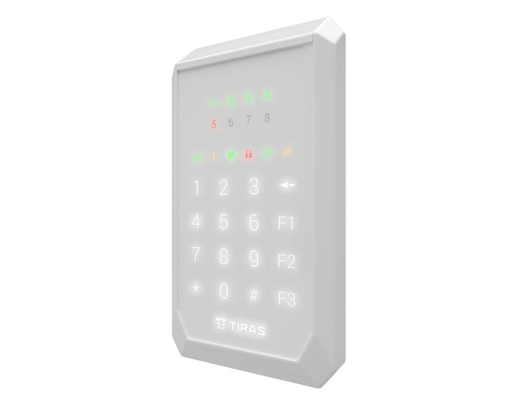 Клавіатура Tiras K-PAD8+ White на 8 індикаторів зон з вбудованим зчитувачем NFC/Mifare