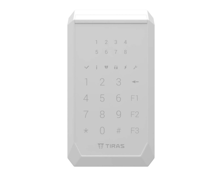 Клавіатура Tiras K-PAD8+ White на 8 індикаторів зон з вбудованим зчитувачем NFC/Mifare