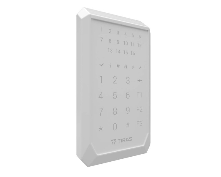 Клавіатура Tiras K-PAD16 White на 16 індикаторів зон