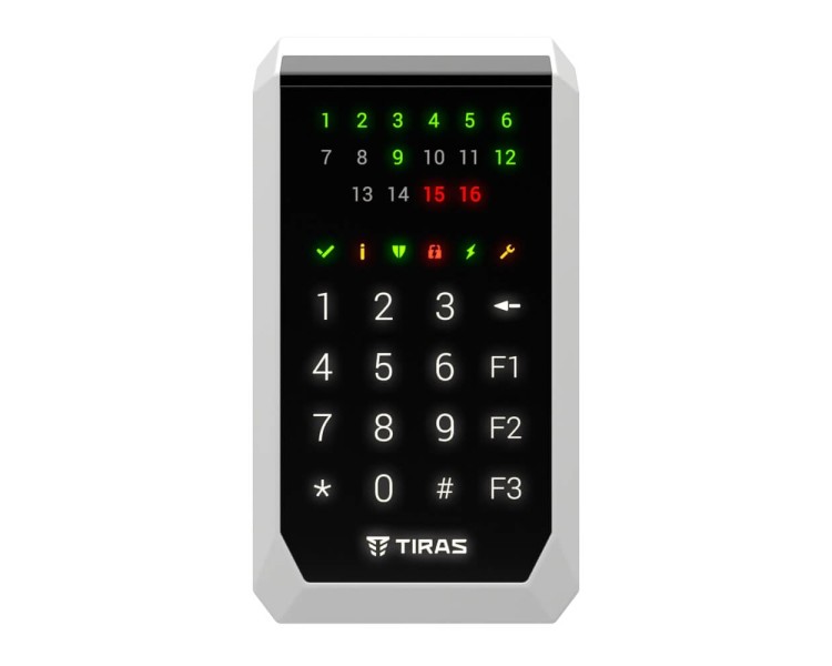 Клавіатура Tiras K-PAD16+ Black на 16 індикаторів зон з вбудованим зчитувачем NFC/Mifare