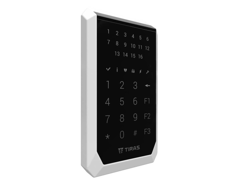 Клавіатура Tiras K-PAD16+ Black на 16 індикаторів зон з вбудованим зчитувачем NFC/Mifare