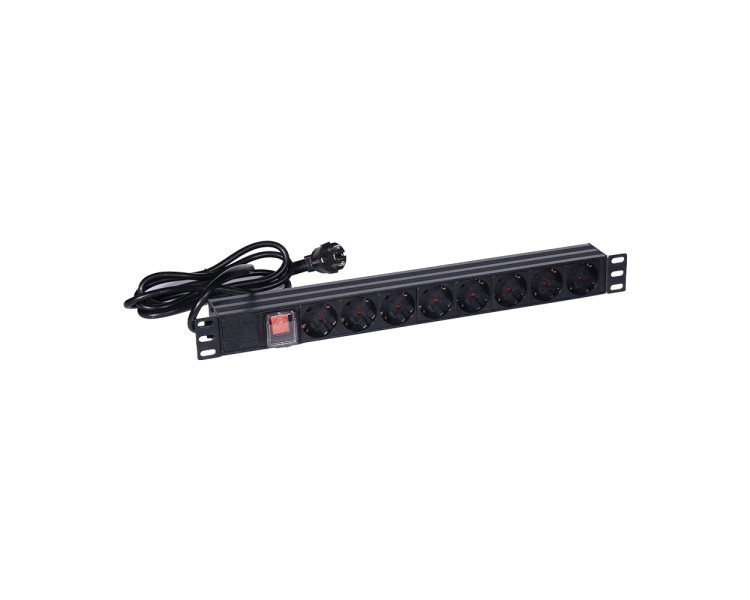 Блок розеток NVC-PDU/8M-16А Black для комутаційної шафи 19" на 8 розеток, з вимикачем