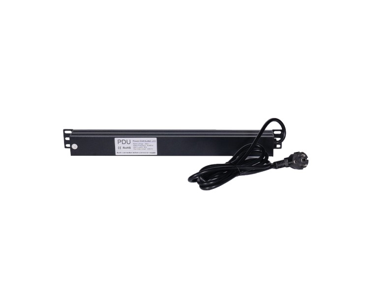 Блок розеток NVC-PDU/8M-16А Black для комутаційної шафи 19" на 8 розеток, з вимикачем