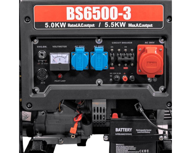 Генератор бензиновий трифазний 5 кВт Bison BS6500-3