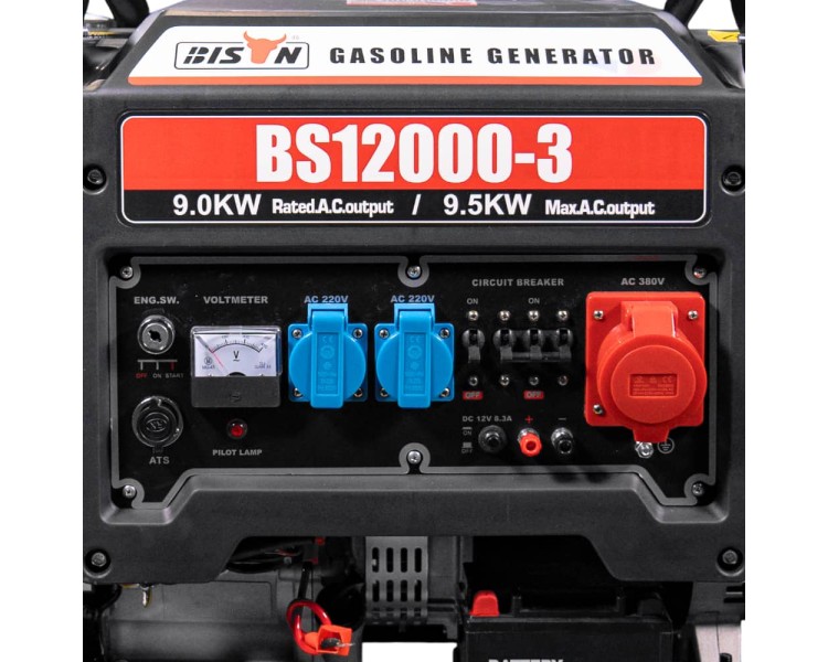 Генератор бензиновий трифазний 9 кВт Bison BS12000-3