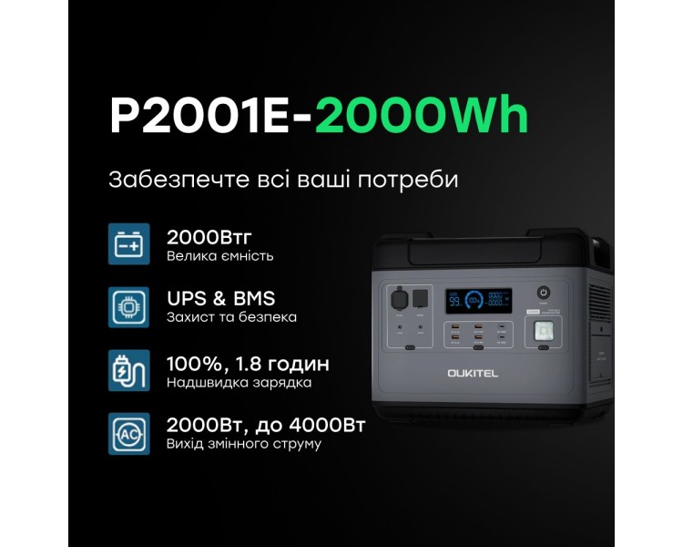 Портативна зарядна станція OUKITEL P2001E 2000W 2000Wh