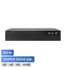 Джерело безперебійного живлення DC UPS Kraft KRF-MUPS-100plus (24000mAh LiFePo4) 9V/12V/15V/24V/PoE, LiFePo4 4*6Ah, для роутера і медіаконвертера