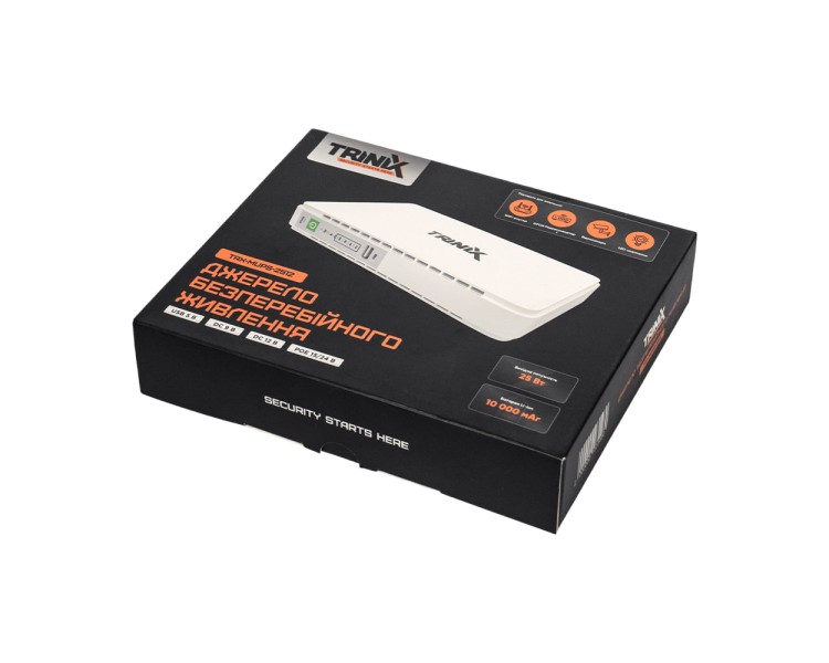 Джерело безперебійного живлення DC UPS Trinix TRX-MUPS-2512 (10000mAh) 5V/9V/12V/15V/24V/PoE, Li-ion 4*2.5Ah, для роутера і медіаконвертера