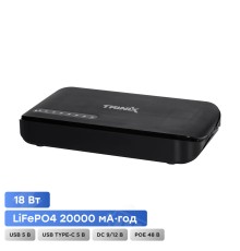 Джерело безперебійного живлення DC UPS Trinix TRX-MUPS-1812 Type-C (20000mAh LiFePo4) 5V/9V/12V/48V/PoE, LiFePo4 4*5Ah, для роутера і медіаконвертера