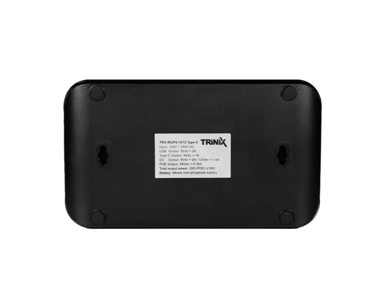 Джерело безперебійного живлення DC UPS Trinix TRX-MUPS-1812 Type-C (20000mAh LiFePo4) 5V/9V/12V/48V/PoE, LiFePo4 4*5Ah, для роутера і медіаконвертера