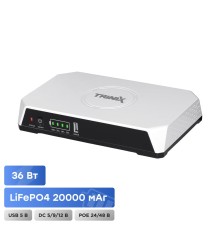 Джерело безперебійного живлення DC UPS Trinix TRX-MUPS-3648PoE (20000mAh LiFePo4) 5V/9V/12V/24V/48V/PoE, LiFePo4 4*5Ah, для роутера і медіаконвертера