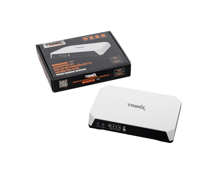 Джерело безперебійного живлення DC UPS Trinix TRX-MUPS-3648PoE (20000mAh LiFePo4) 5V/9V/12V/24V/48V/PoE, LiFePo4 4*5Ah, для роутера і медіаконвертера