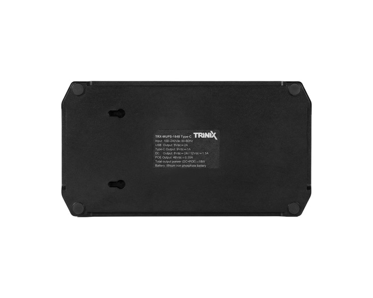 Джерело безперебійного живлення DC UPS Trinix TRX-MUPS-1848 Type-C (24000mAh LiFePo4) 5V/9V/12V/48V/PoE, LiFePo4 4*6Ah, для роутера і медіаконвертера