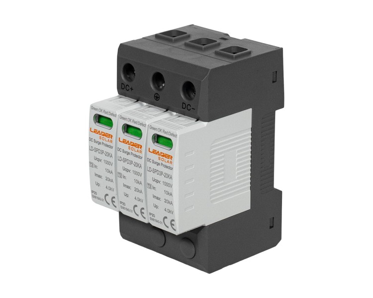 Обмежувач напруги DC 1000V Leader LD-SPD3P-20KA-1000V під DIN-рейку