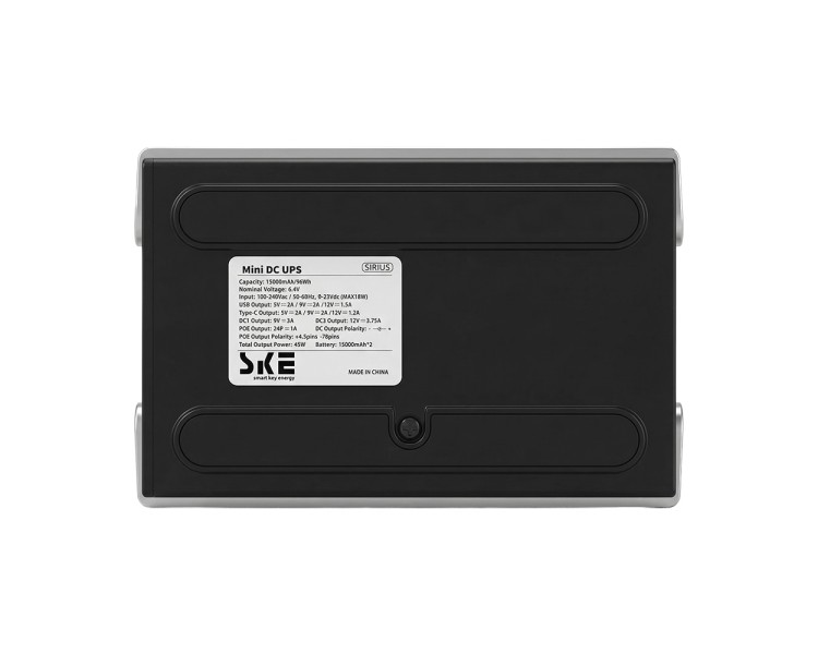 Джерело безперебійного живлення Mini UPS SKE SIRIUS 45W 30000mAh 5V/9V/12V/24V/PoE, LiFePO4 2*15Ah, для роутера та оптичного терміналу