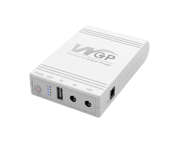 Джерело безперебійного живлення Mini UPS WGP UPS103A White 10400mAh 5V/9V/12V, Li-ion 4*2.6Ah, для роутера та оптичного терміналу
