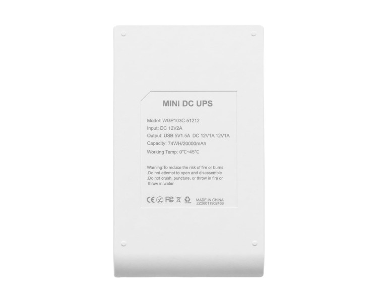 Комплект Mini UPS з блоком живлення: джерело безперебійного живлення Mini UPS WGP UPS103C 20000mAh 5V/12V/12V, Li-ion 4*5Ah, для роутера і оптичного термінала та блок живлення SPF-1202B 12V/2A (24W)
