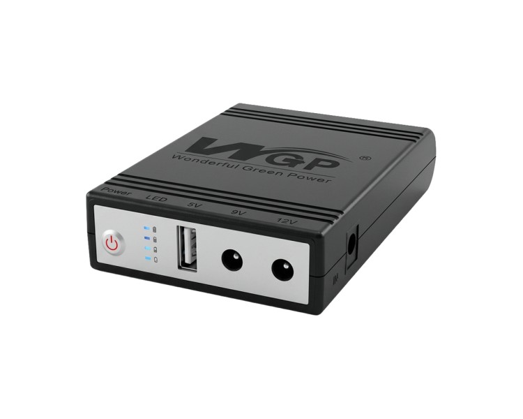 Комплект Mini UPS з блоком живлення: джерело безперебійного живлення Mini UPS WGP UPS1032 Black 10400mAh 5V/9V/12V, Li-ion 4*2.6Ah, для роутера і оптичного термінала та блок живлення SPF-1202B 12V/2A (24W)