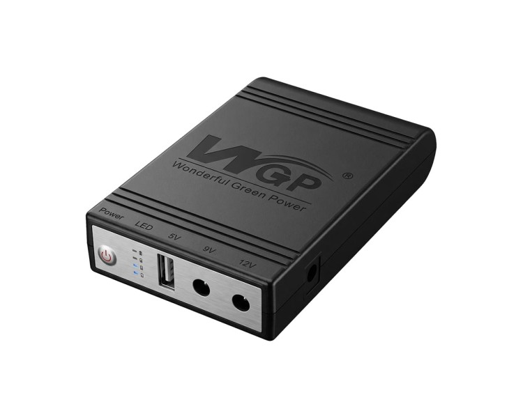 Комплект Mini UPS з блоком живлення: джерело безперебійного живлення Mini UPS WGP UPS1032 Black 10400mAh 5V/9V/12V, Li-ion 4*2.6Ah, для роутера і оптичного термінала та блок живлення SPF-1202B 12V/2A (24W)