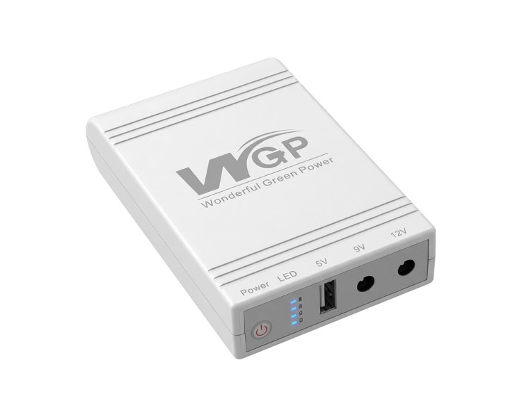Комплект Mini UPS з блоком живлення: джерело безперебійного живлення Mini UPS WGP UPS103A White 10400mAh 5V/9V/12V, Li-ion 4*2.6Ah, для роутера і оптичного термінала та блок живлення SPF-1202B 12V/2A (24W)