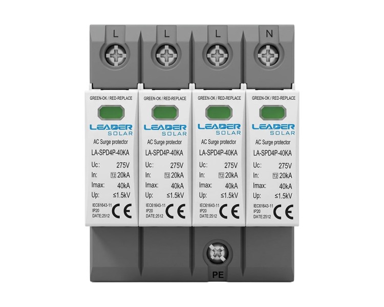 Обмежувач напруги Leader LA-SPD4P-40KA (3P+N) 275V AC під DIN-рейку