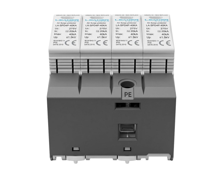 Обмежувач напруги Leader LA-SPD4P-40KA (3P+N) 275V AC під DIN-рейку