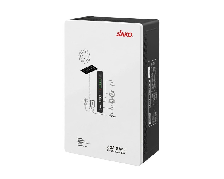 Cистема резервного живлення (інвертор та батарея) Sako Alpha-ESS-1000W/2KWh настінна. Потужність 1000 Вт, енергоємність 2009.6 Вт*год, LifePO4
