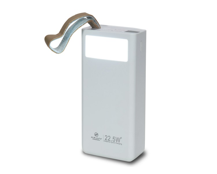 Повербанк 20000mAh Power Bank Kraft TPB-2320 White 22.5W QC3.0 LED-ліхтар