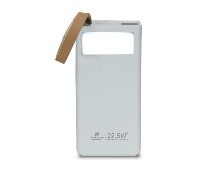 Повербанк 30000mAh Power Bank Kraft TPB-2330 White 22.5W QC3.0 LED-ліхтар