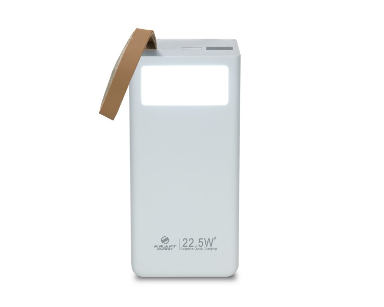 Повербанк 50000mAh Power Bank Kraft TPB-2350 White 22.5W QC3.0 LED-ліхтар