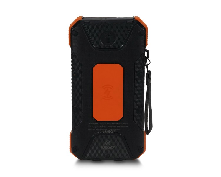 Повербанк з сонячною панеллю 20000mAh Power Bank Kraft TPB-1820SLP Orange бездротова зарядка 18W QC2.0 LED-ліхтар