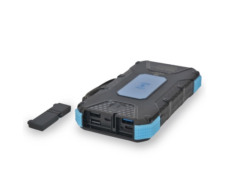 Повербанк з сонячною панеллю 20000mAh Power Bank Kraft TPB-1820SLP Blue бездротова зарядка 18W QC2.0 LED-ліхтар