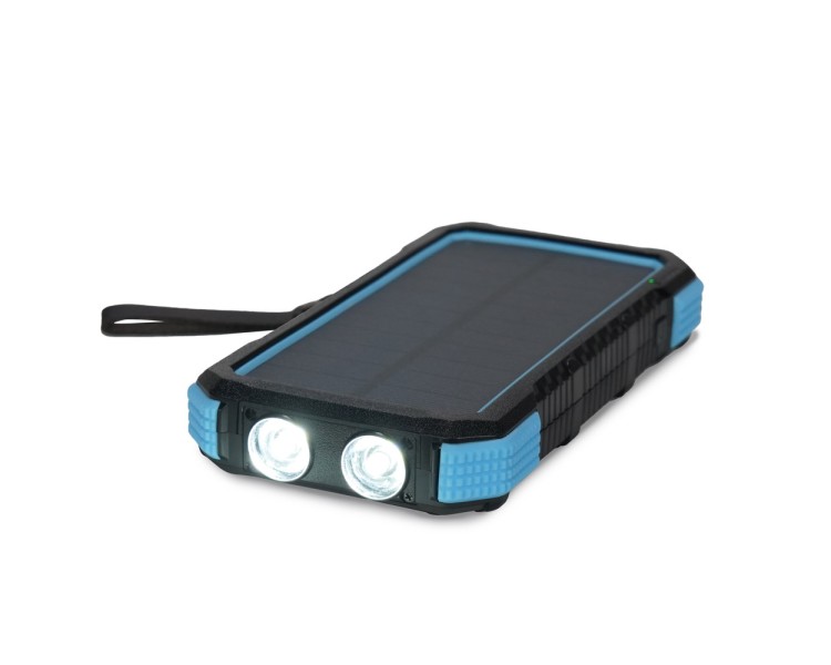 Повербанк з сонячною панеллю 20000mAh Power Bank Kraft TPB-1820SLP Blue бездротова зарядка 18W QC2.0 LED-ліхтар