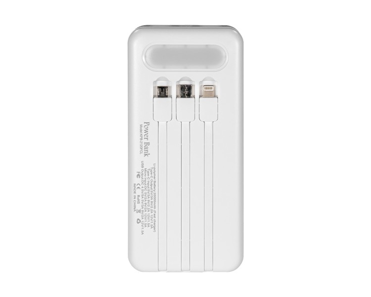 Повербанк 20000mAh Power Bank Kraft KPB-2120FCL White 22.5W QC3.0 LED-ліхтар