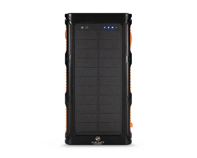 Повербанк з сонячною панеллю 30000mAh Power Bank Kraft KPB-U1930HCSL Orange ліхтар, динамогенератор