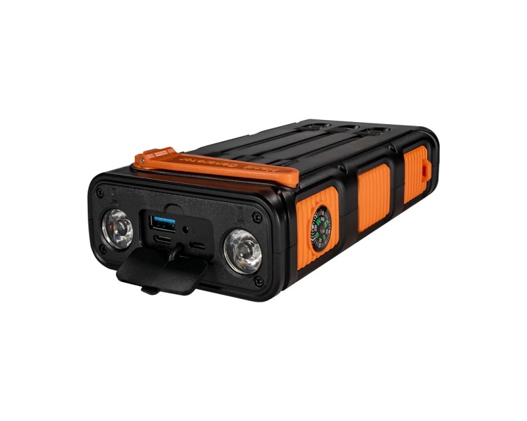 Повербанк з сонячною панеллю 30000mAh Power Bank Kraft KPB-U1930HCSL Orange ліхтар, динамогенератор