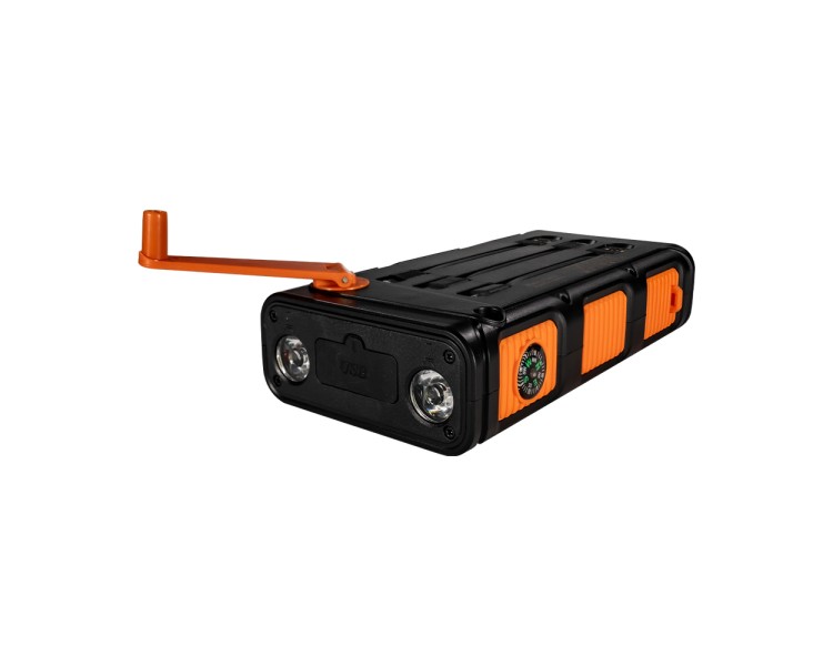 Повербанк з сонячною панеллю 30000mAh Power Bank Kraft KPB-U1930HCSL Orange ліхтар, динамогенератор