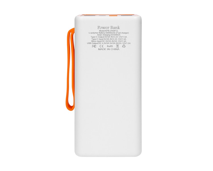 Повербанк 50000mAh Power Bank Kraft KPB-2450FCL White 22.5W QC3.0 LED-ліхтар