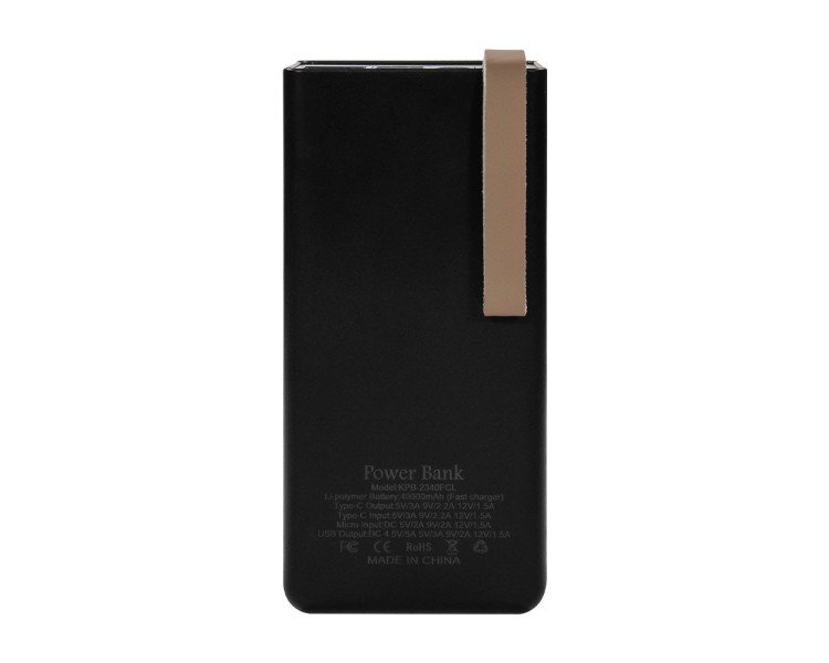 Повербанк 40000mAh Power Bank Kraft KPB-2340FCL Black 22.5W QC3.0 LED-ліхтар