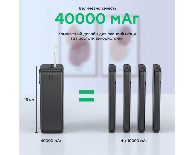 Повербанк 40000mAh Choetech B731 Black 22.5W QC3.0 PD3.0