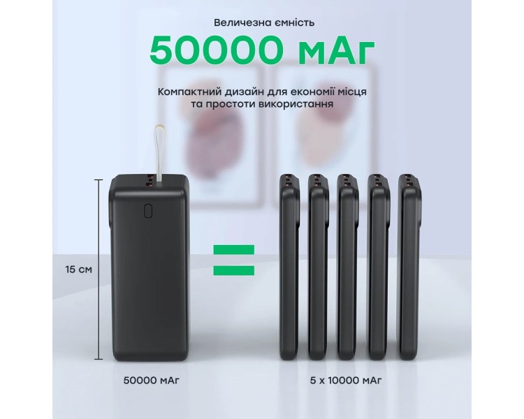 Повербанк 50000 mAh Choetech B732 Black 22.5W QC3.0 PD3.0